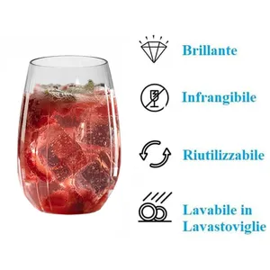 Bicchieri Trasparenti per Liquori 500cc Modello Venezia a Righe, Bicchieri Infrangibili in Plastica - Product Image 3