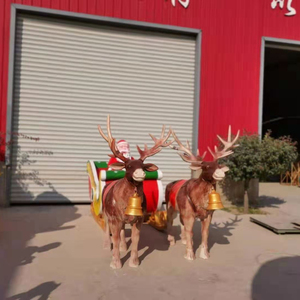 2020 i più nuovi outdoor di grandi dimensioni in fibra di vetro parco giardino 3D luce renna vita familiare formato Santa e slitta statua per la vendita - Product Image 4