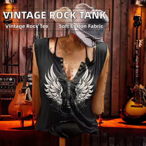 Débardeurs pour femmes style <span class=keywords><strong>vintage</strong></span> rock and roll, t-<span class=keywords><strong>shirt</strong></span> mignon de groupe de musique country, col en V, mélange de coton, tissu Dobby (S Gris) - Product Image 4