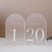 Lot de 20 numéros de table en acrylique givré 1-20 5 "x 7" porte-signe de table de mariage décoration de pièce maîtresse de table chic