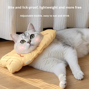 エリザベスカラー 猫用 舐み防止 調節可能 ソフトペットカラー 去勢済みペット用 ストライプフィッシュパターン - Product Image 2