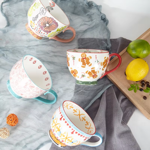 Tazas de Café de Cerámica Pintadas a Mano de 15 oz con Diseño Floral Clásico, Tazas Hechas a Mano para Desayuno, Té y Café para la Rutina Matutina, MOQ Bajo - Product Image 3