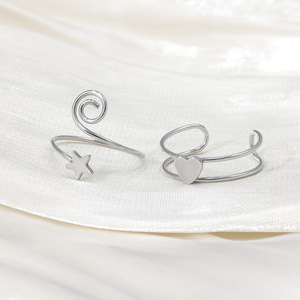 Bagues d'orteil ouvertes ajustables en acier inoxydable étanche et inaltérable, motif cœur et étoile, pour femmes et jeunes filles, bijoux de pied pour l'été et la plage - Product Image 5