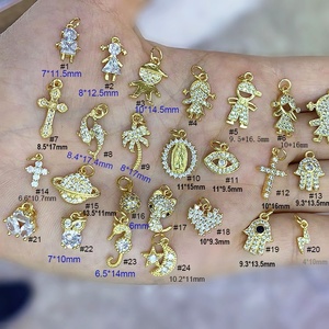 Cz7930 xinh xắn mini nhỏ 18K vàng rõ ràng CZ quyến rũ, nhỏ tối thiểu Zircon Cubic Zirconia cô gái cậu bé Trái Tim Tay Charm động vật Mặt dây chuyền - Product Image 2