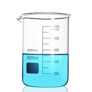 Großhandel 200ml 500ml hitze beständige Boro silikat tragbare Glas becher Baby becher Tassen Low Form Glas Labor becher mit Griff