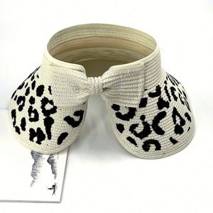 Sombrero de Sol Plegable de Paja con Visera Ancha y Estampado de Leopardo, Personalizado, para Verano, con Lazo, Regalo Promocional - Product Image 3