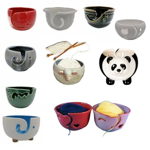Custom Animal Shape Ceramic Yarn Bowl, Hand painted Porcelain Knitting Bowl