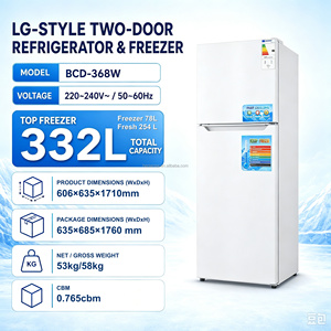 Réfrigérateur à congélateur supérieur 332L, sans givre, refroidissement par vapeur, 220V, grande capacité, blanc, silencieux, pour la maison, les familles et les appartements - Product Image 1