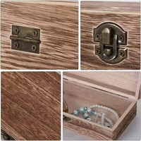 Boîte en bois de pin artisanale personnalisée, organisateur de bijoux, collier, décoration antique, coffre au trésor pirate, coffre au trésor en bois