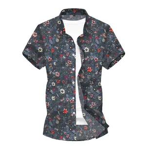 Рубашка мужская с принтом, Пляжная блуза с короткими рукавами, гавайский принт, большие размеры, лето