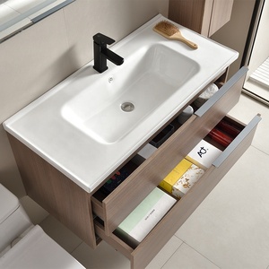 Meuble de salle de bain suspendu mural de qualité supérieure avec vasque profonde, miroir LED et design personnalisé - Product Image 4