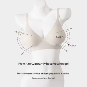 Sujetador sexy de talla grande con cuello en V profundo para mujer, de punto suave con tiras de gel, sin aros, sin costuras, push-up, ¡el más vendido! - Product Image 2