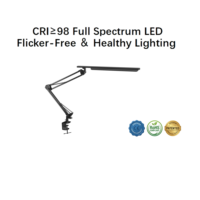 Lampe de bureau LED contemporaine, alimentation CA, 95 CRI, métal, pliable, anti-éblouissement, commande par bouton rotatif, écologique, à intensité variable, réglable