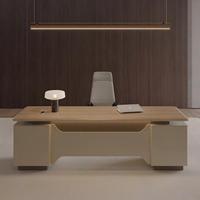 Bureau de direction écologique haut de gamme en forme de L avec rangement Poste de travail de bureau moderne en bois pour