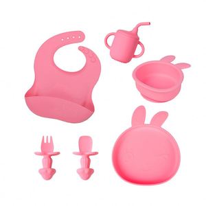 Juego de Alimentación de Silicona para Bebés Sin BPA, Vajilla con Diseño de Conejito para Recién Nacidos, Tazón y Cuchara para Uso Ligero, Apto para Niños - Product Image 4
