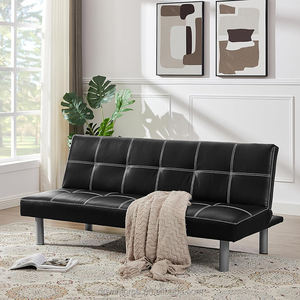 Winforce 간단한 다기능 블랙 PU 가죽 이불 소파 소파 3 인용 금속 다리 컨버터블 거실 접이식 소파 베드 - Product Image 5