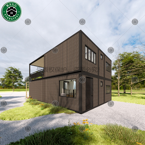 Casa Contenedor Prefabricada Moderna de 2 Pisos, Villa Prefabricada de Lujo con Revestimiento de Madera y Terraza con Pérgola, 3 Dormitorios, Contenedor Modular - Product Image 4