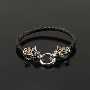 Pulsera nórdica vikinga retro personalizada con cabeza de lobo, pulsera vikinga de cuero tejida, pulsera para mujer, pulsera moderna para hombre - Product Image 1
