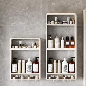 Organisateur mural étagères de salle de bain auto-adhésives pour mur salle de bain organisateur support de rangement sans perçage accrocher mur - Product Image 3
