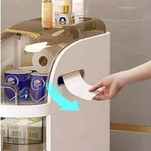 ארון אחסון צר מפלסטיק 18 ס\\\"מ עם מגירה ועיצוב רב שכבתי למטבח ולחדר אמבטיה, מתקן אחסון מודרני - Product Image 3