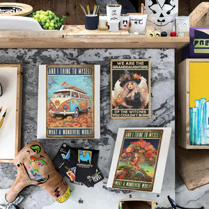 Plaque murale en métal « Funny Coffee Cat », style rétro, enseigne publicitaire, impression UV, plaque décorative vintage, technique peinte - Product Image 3