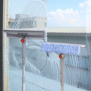 Dụng Cụ Vệ Sinh Gia Đình 2 Trong 1 Kính Thiên Văn Xoay Window Cleaner Giặt <span class=keywords><strong>Squeegee</strong></span> Với Nhôm Mở Rộng Xử Lý - Product Image 2