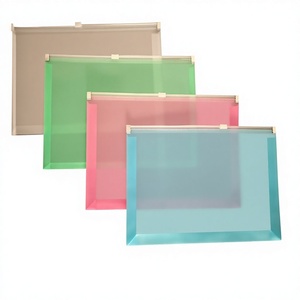 Pochette zippée imperméable en PP, dossier zippé translucide A4, enveloppe zippée durable en plastique PP, pochette pour <span class=keywords><strong>documents</strong></span>, couleurs assorties - Product Image 1