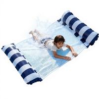 Fauteuil flottant gonflable électrique pliable en PVC à rayures avec dossier en maille pour adultes, idéal pour la piscine et la détente aquatique