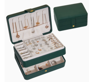 Caja organizadora de joyas de cuero PU de lujo, estuche de almacenamiento multicapa para anillos, pendientes, collares, accesorios y tienda de regalos - Product Image 3