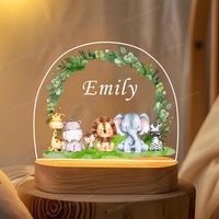 Veilleuse personnalisée pour naissance de bébé Nom personnalisé Animal Cadeau Lampe Eléphant Lion Acrylique Base Lampe