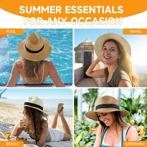 <span class=keywords><strong>Sombrero</strong></span> de paja de Panamá transfronterizo, sombrilla, moda de verano para mujer, portátil, transpirable, británico, protector solar de playa para hombre - Product Image 2