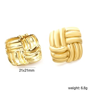 Pendientes de Joyería de Moda, Chapados en Oro de 18k, Acero Inoxidable Hipoalergénico, Antideslustre, Texturizados, Cuadrados, para Mujer - Product Image 2