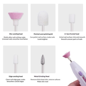 Mini <span class=keywords><strong>ponceuse</strong></span> à ongles électrique transfrontalière 3V, outil de ponçage portable avec 5 têtes pour l'élimination des cuticules, vente en gros - Product Image 4