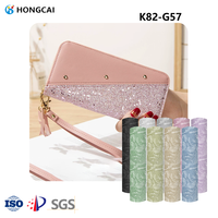Fabricante Hongcai Guangdong Suministra Tela de Cuero PU Brillante en Múltiples Colores con Recubrimiento en Polvo para Zapatos, Bolsos y Cabello