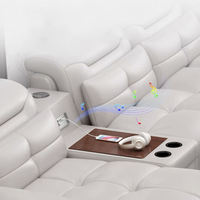 Canapé modulaire en cuir 7 places avec fonction de relaxation électrique, canapé de salon avec charge USB Type-C, structure en bois