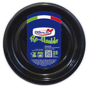 ENSEMBLE DE 25 ASSIETTES À FRUITS EN PLASTIQUE NOIR, DIAM. 17CM - Product Image 1