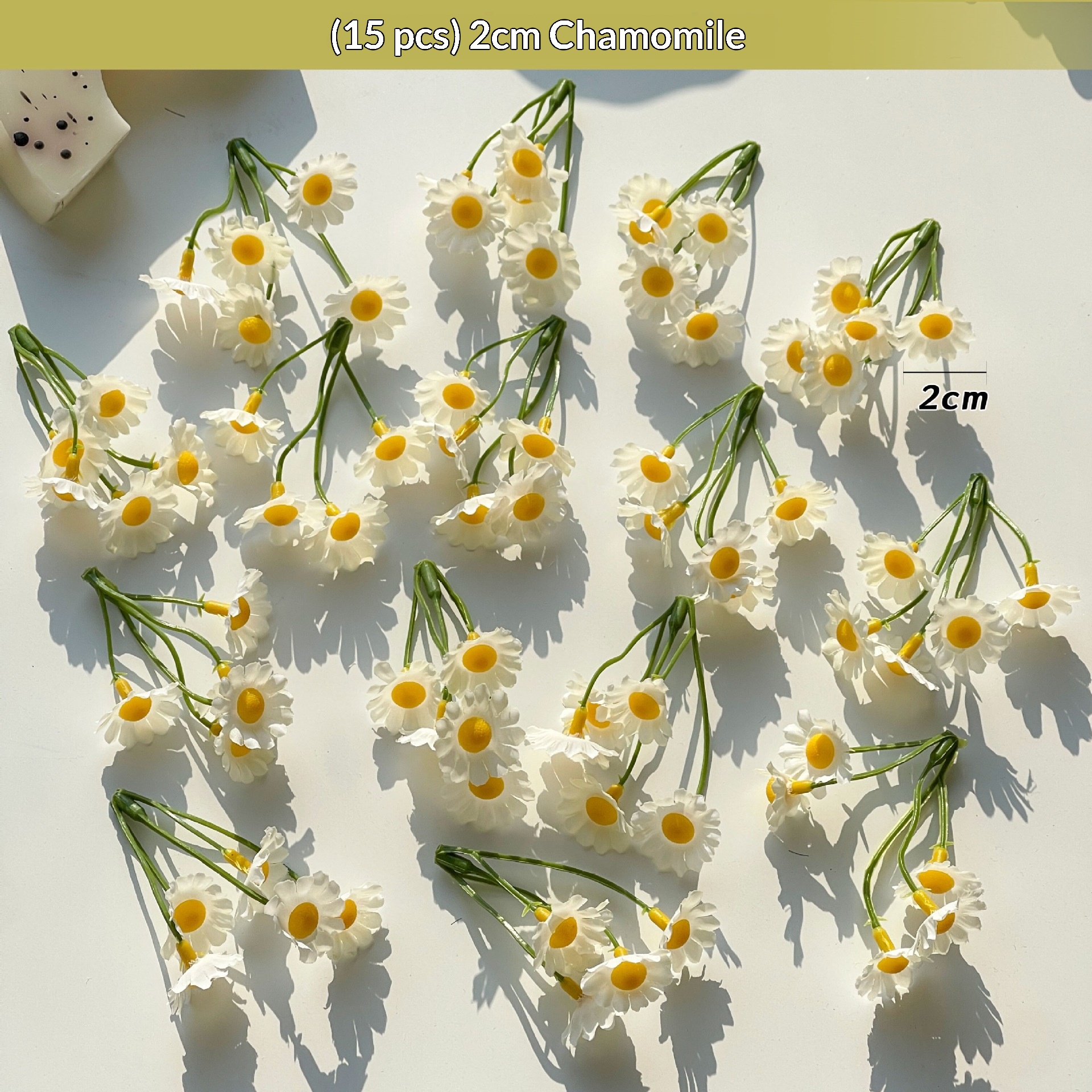 (15 flores) manzanilla de 2 cm