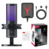 Microphone à condensateur USB filaire de bureau avec directivité cardioïde et construction métallique pour le gaming, le streaming et les conférences