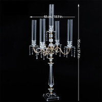 Candélabre moderne et simple à 5 bras en acrylique, porte-bougie hurricane, centre de table pour la décoration de la maison et des mariages