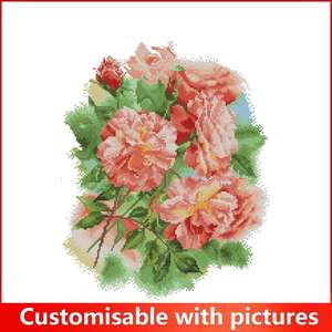 Kit de Broderie Point de Croix Roses Épanouies, Tissu <span class=keywords><strong>Aida</strong></span> Imprimé Compté 16/14/11CT, Ensemble de Broderie DIY Fait Main, Artisanat Artistique, <span class=keywords><strong>Toile</strong></span> pour Point de Croix - Product Image 3