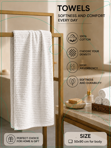 Toalla de Baño de Algodón de Alta Calidad con Rayas en Relieve, 50x90cm, 300-600 GSM, Suave y Absorbente, para Hotel y Hogar - Product Image 4