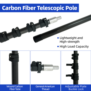 Kit de Limpieza de Paneles Solares con Barra Telescópica de Fibra de Carbono Alimentada por Agua, Juego de Herramientas Ajustables con Cepillo para Limpieza de Ventanas - Product Image 4