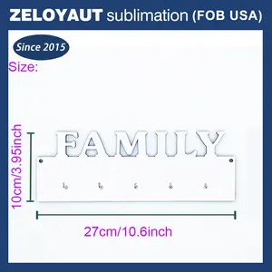 ZELOYAUT Sublimation MDF Key Holder High Quality Hot Sale Wholesale Fashion New Design 270*100*5mm 95g