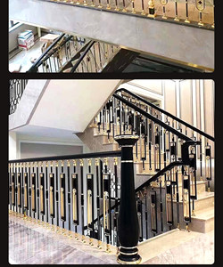 Escalier courbé traditionnel hérité SJ-B036 avec garde-corps en bronze et en aluminium moulé, et rampes métalliques pour villa et hôtel d'époque - Product Image 2