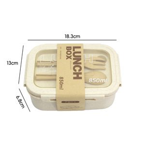 Boîte à lunch carrée pour le bureau – Couleur unie, couvercle hermétique, comprend une fourchette-couteau/une cuillère-couteau – Compatible micro-ondes, anti-fuite, sans BPA – Préparation des repas - Product Image 3