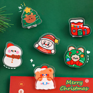 Ensemble de pinces décoratives de Noël (Père Noël, Bonhomme de neige, Renne, Sapin de Noël) pour sceller les cadeaux et les notes - Product Image 1