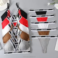 Lingerie froncée de haute qualité en coton sans couture ensemble soutien-gorge et string de sport pour femmes taille en gros