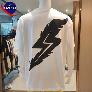 QZFSO haute qualité 100% coton graphique T-Shirt hommes été T-Shirt Logo personnalisé Streetwear surdimensionné goutte épaule T-shirt pour hommes - Product Image 2