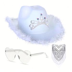 Nouveaux ensembles de chapeaux de cowgirl à paillettes tendance avec lunettes carrées pour les événements en plein air - Product Image 3