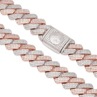 Luxe bicolore glacé cubain lien chaîne collier plaqué or Hip Hop bijoux accessoire pour hommes femmes à la mode déclaration de mode